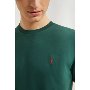 Maglietta basic verde bottiglia in cotone con logo Rigby Go