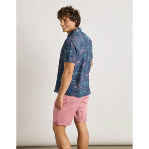 Camisa Manga Corta Azul Marino - Fishtail