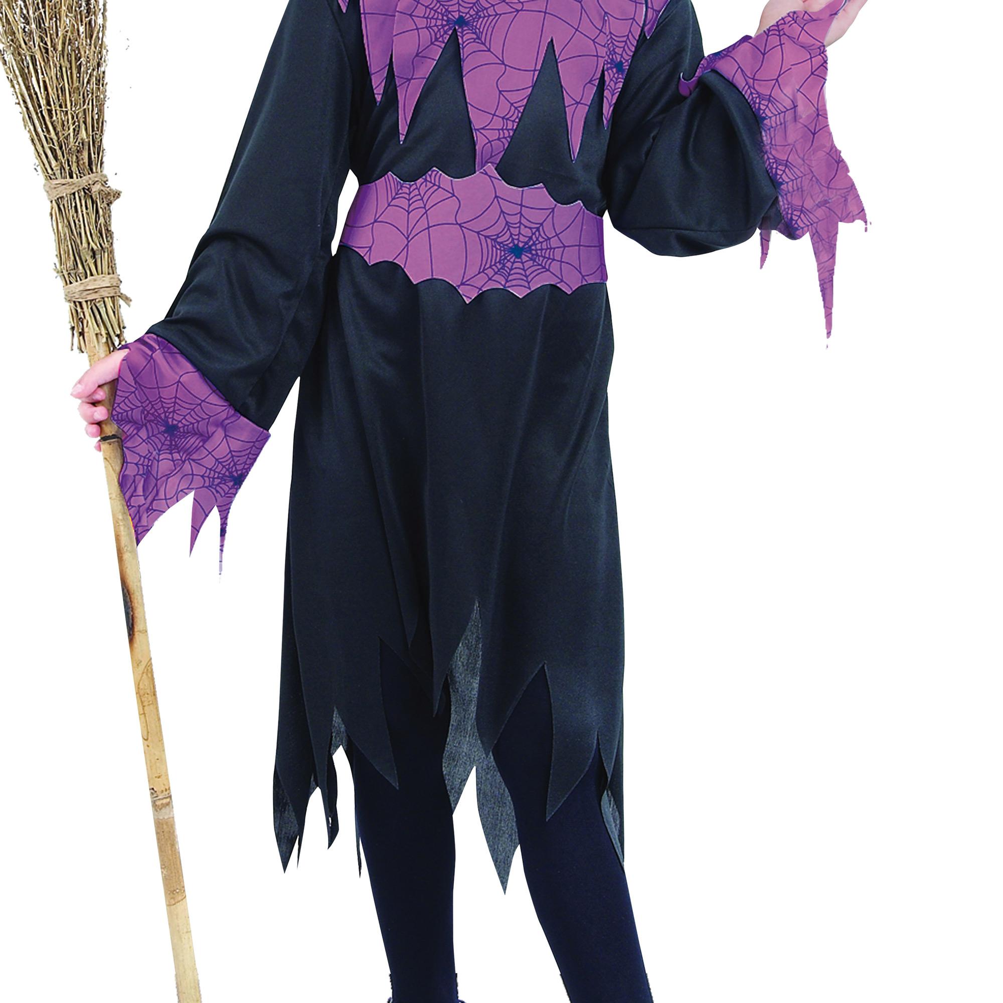 Abito Strega Spider Witch Costume Halloween Nero Viola Bambina