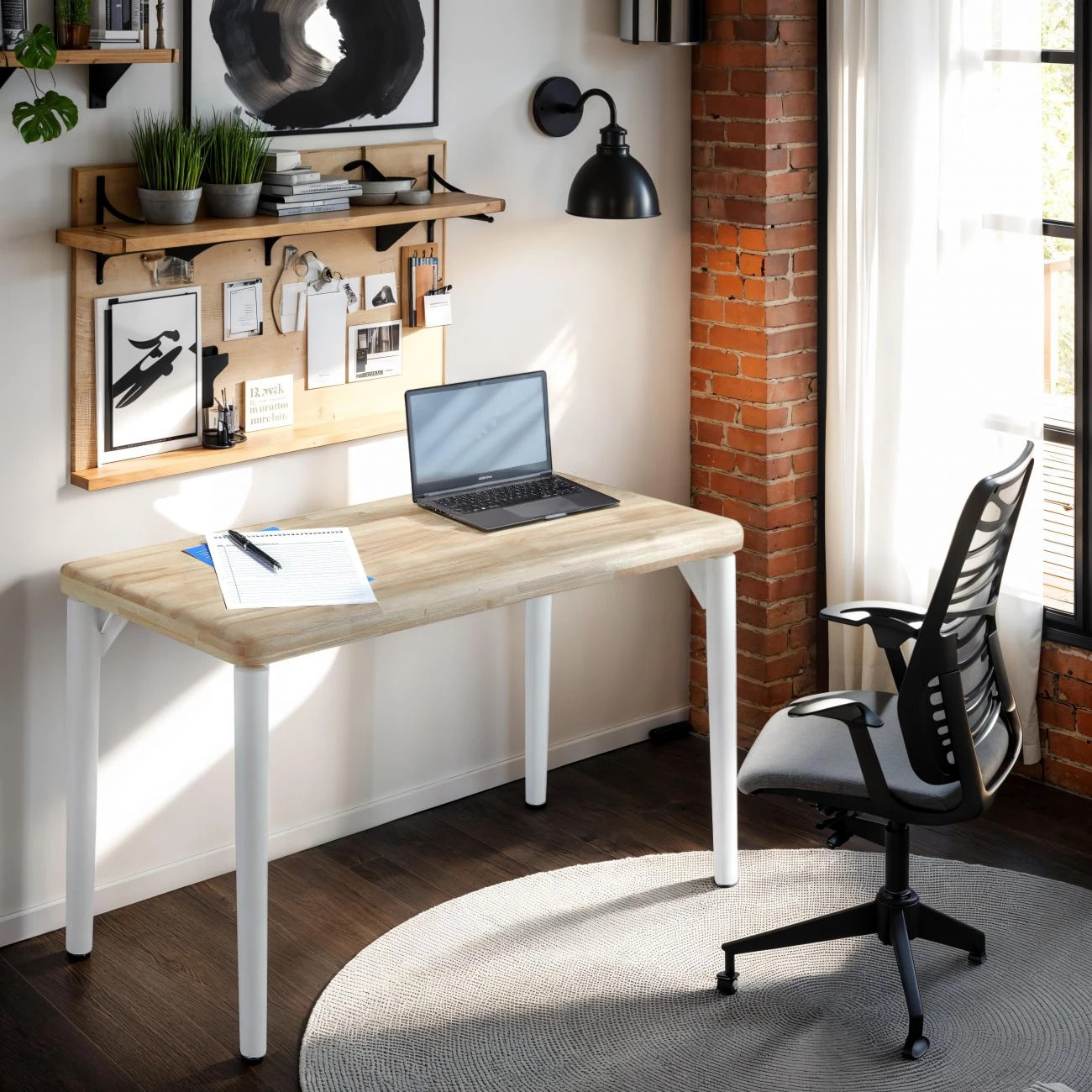 Mesa de estudio Padma Blanco - Roble