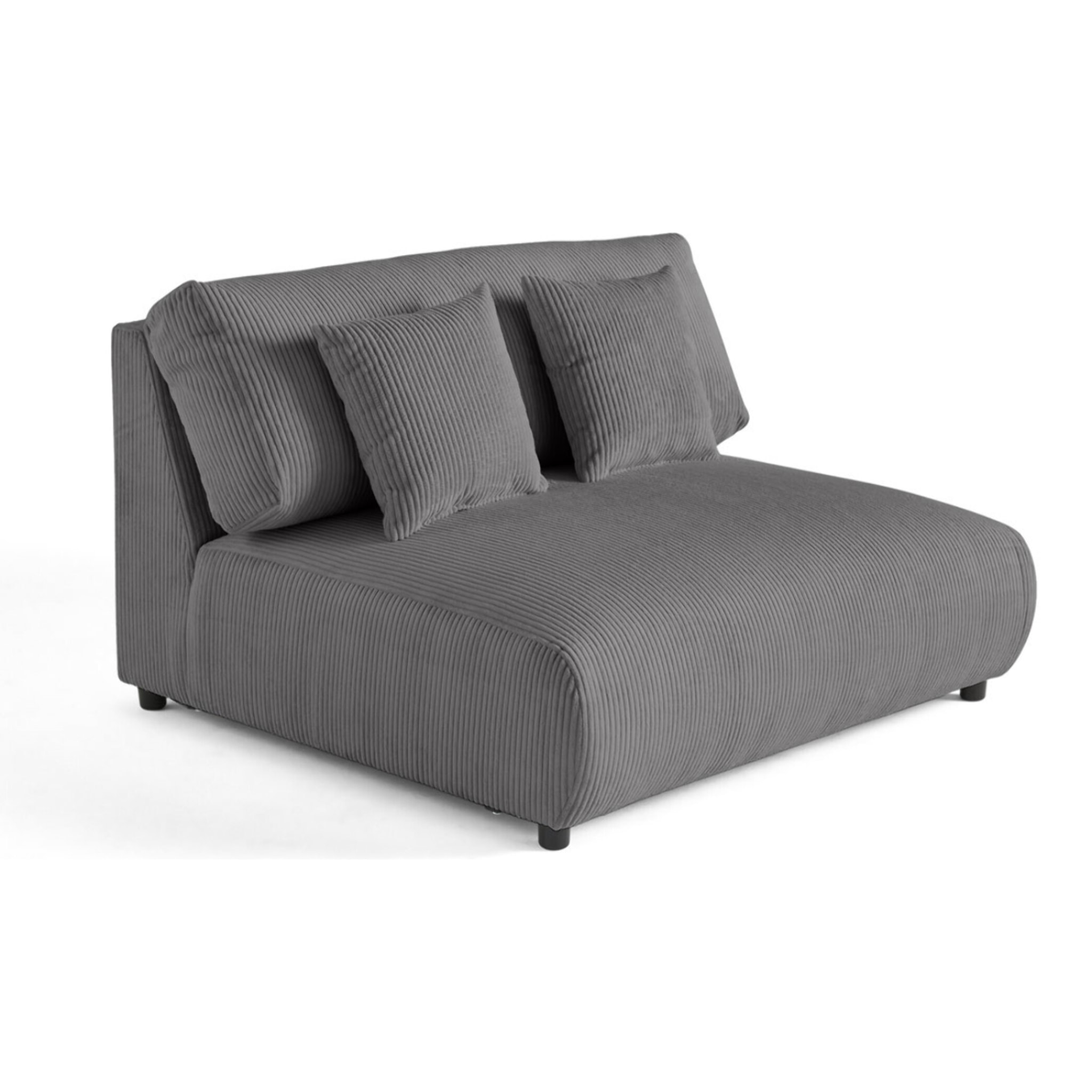 Garance - module d'assise 2 places sans accoudoirs - en velours côtelé - Gris foncé