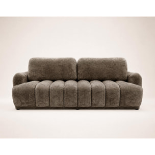 Silvia - Canapé droit 3 places convertible avec coffre - en tissu bouclette - Marron