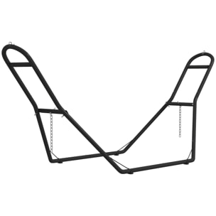 Soporte para Hamaca para 2-3 Personas, Largo 278 cm, Cadena Ajustable, con Estructura de Acero, Ganchos en S, Pies Antideslizantes, para Hamacas de 2,75-4 m, Carga 150 kg, Negro