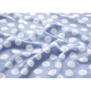 Parure Copripiumino 100% Cotone Made In Italy Disegno Pois Azzurro