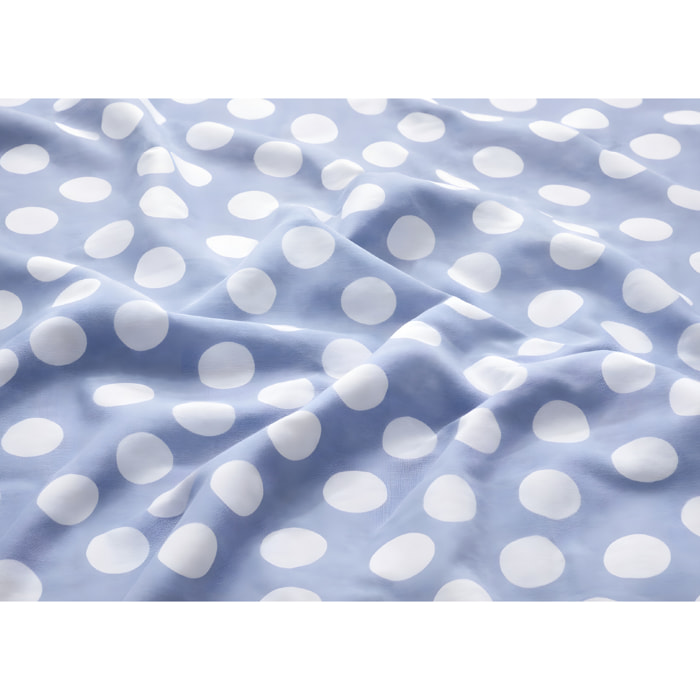 Parure Copripiumino 100% Cotone Made In Italy Disegno Pois Azzurro