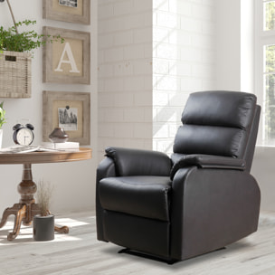 Fauteuil de relaxation inclinable avec repose-pied ajustable revêtement synthétique brun foncé