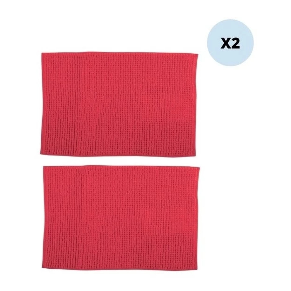 Lot de 2 tapis de bain CHENILLE 40x60cm Rouge MSV