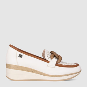 Zapatos de Piel - Blanco - Tacón: 4 cm