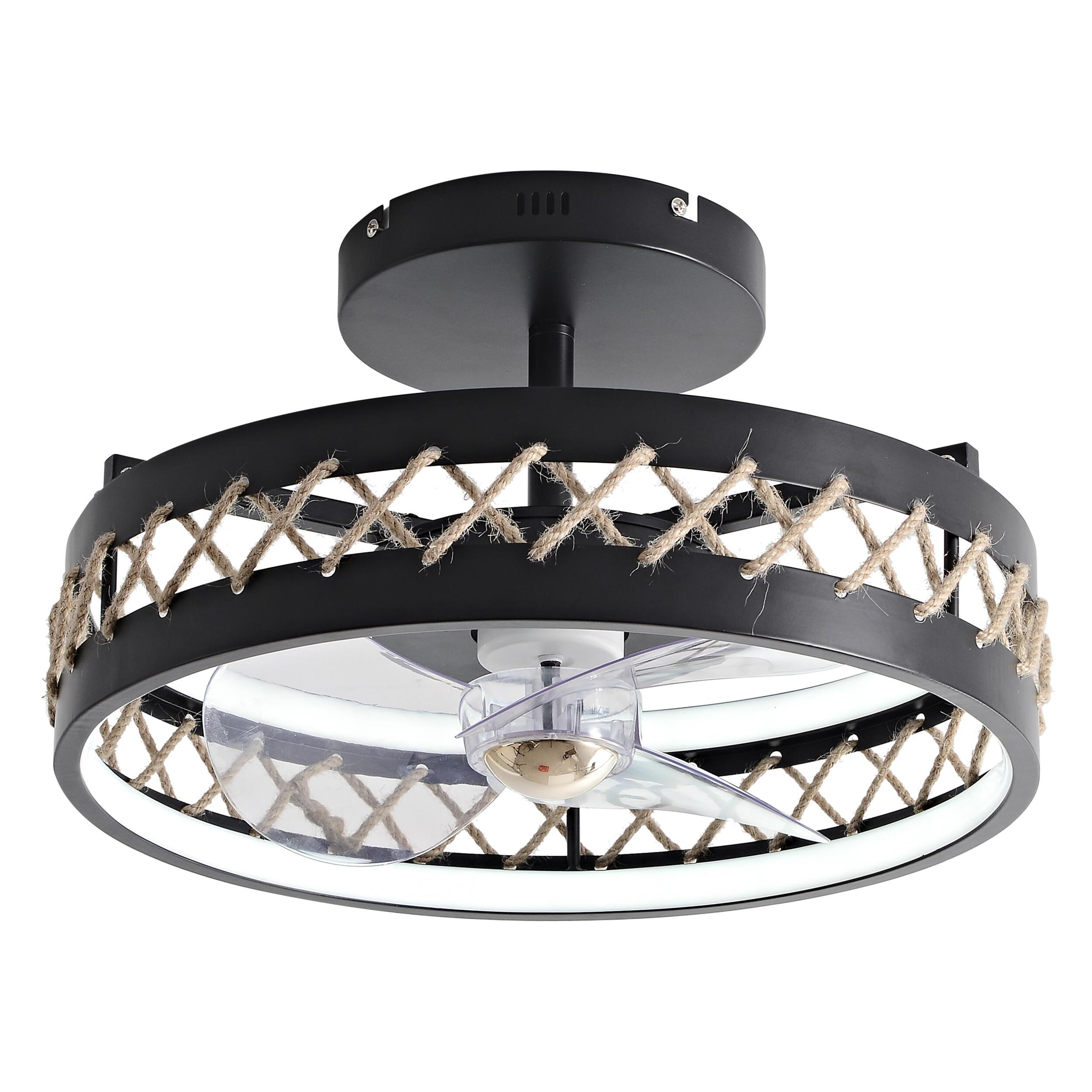 Lampe LED à ventilateur avec détails de finition en corde