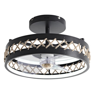 Lampe LED à ventilateur avec détails de finition en corde