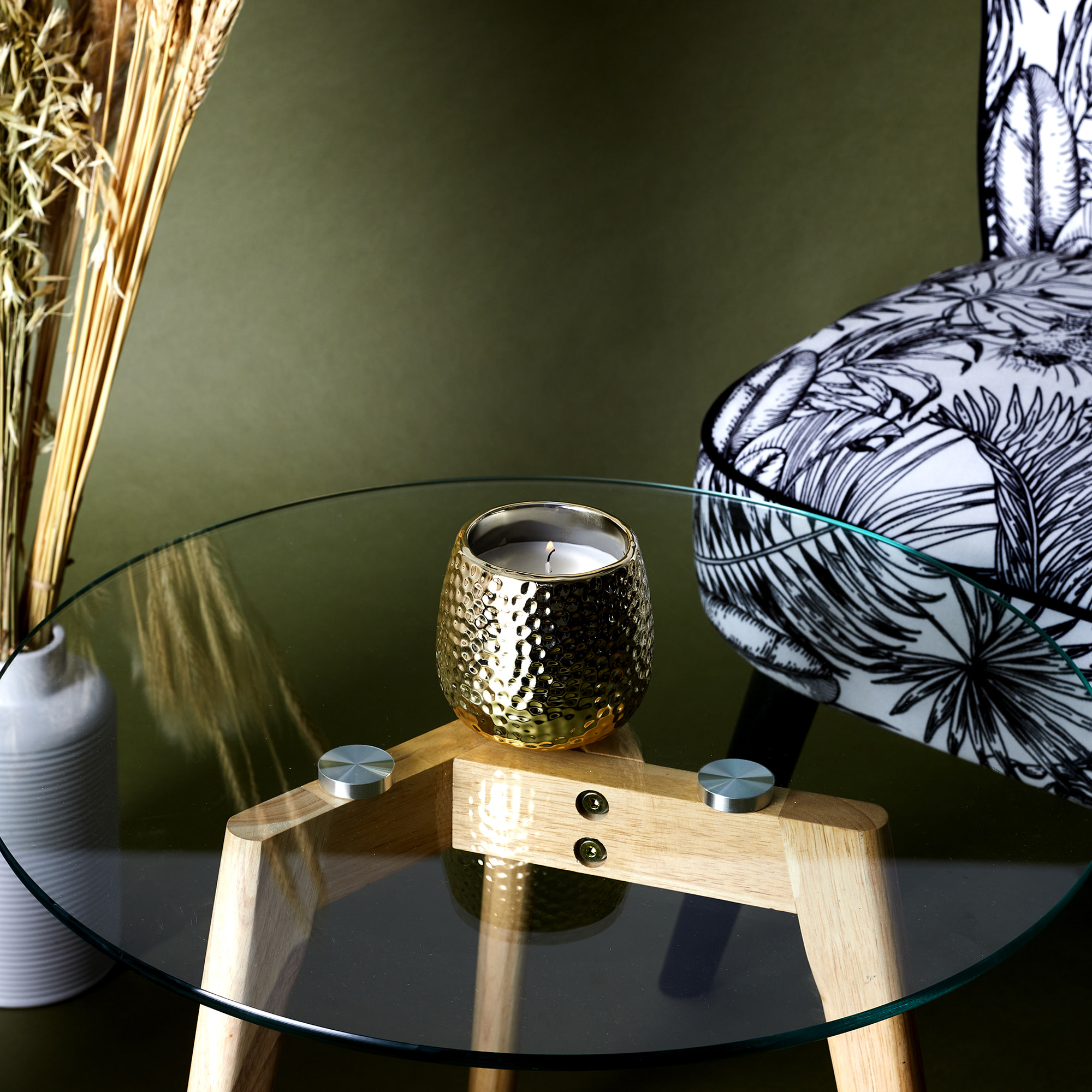 Bougie Parfumee Martelee Doree H9cm