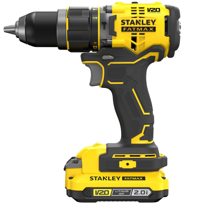 V20 Perceuse Visseuse à Percussion 80Nm Brushless - Lithium 18V - 2 Batteries 4Ah STANLEY FATMAX - SFMCD721M2K-QW