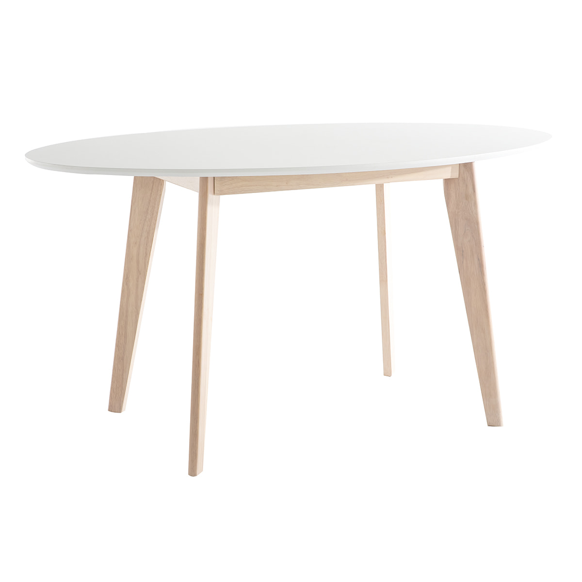 Table scandinave ovale blanche et bois clair L150 cm LEENA