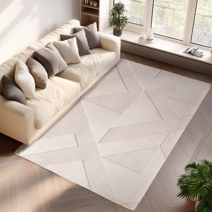 LENNY - Tapis de salon creme au design moderne