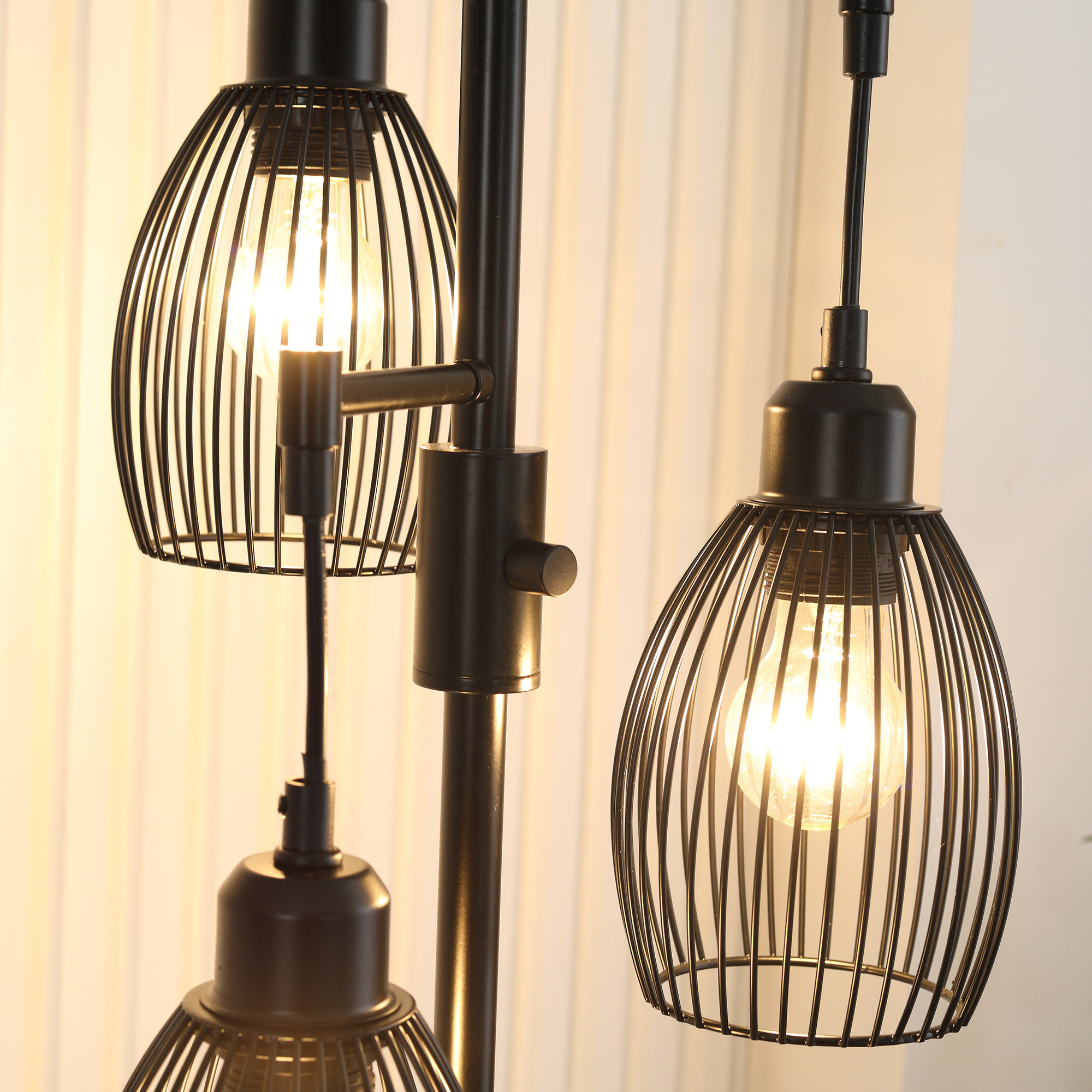 Lampadaire design industriel 3 têtes 40 W max. luminosité réglable métal filaire acier noir