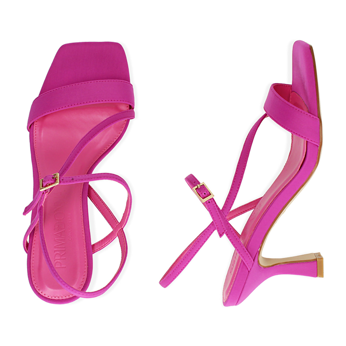 Sandalias fucsia de lycra, tacón 7,5 cm