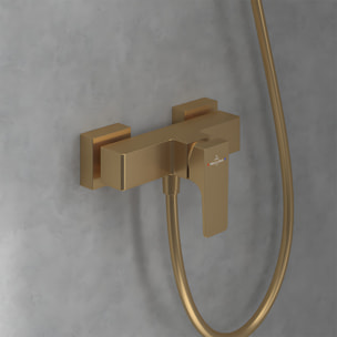 Mitigeur mécanique douche Architectura Square + Ensemble de douche Verve Showers 3 jets Brushed Gold