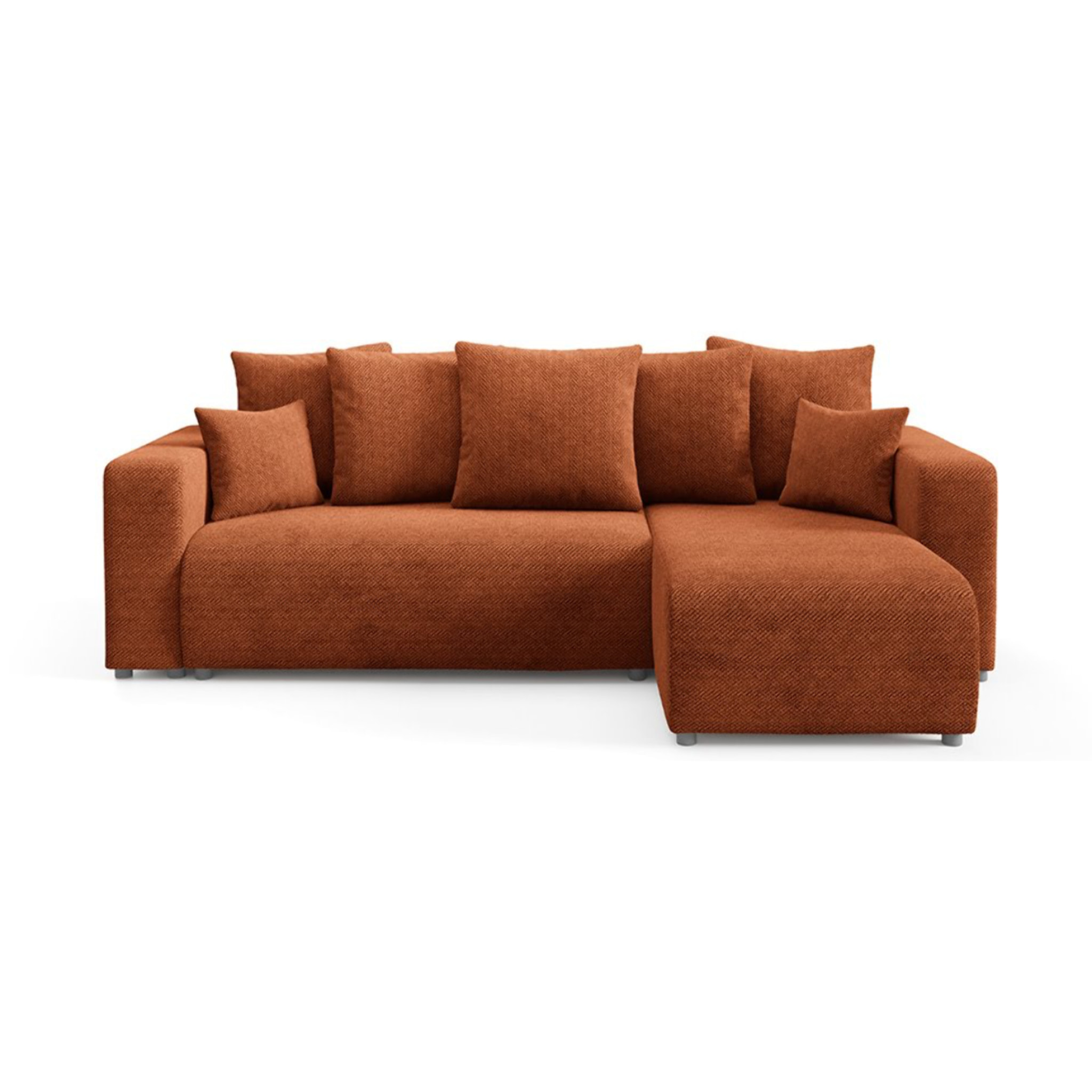 GLORIA - Canapé d'angle droit convertible 4 places en tissu terra
