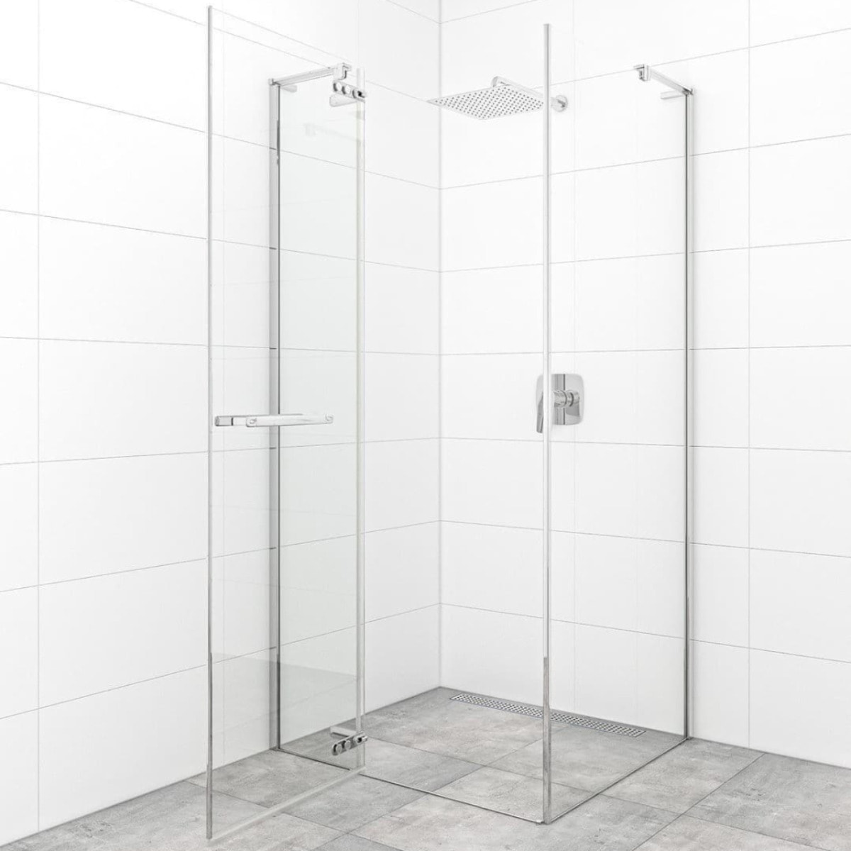 TGD New 80x80 cm paroi latérale fixe pour porte de douche, verre transparent anticalcaire EasyClean (SATTGDNSTENA80CRT)
