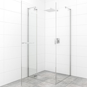 TGD New 80x80 cm paroi latérale fixe pour porte de douche, verre transparent anticalcaire EasyClean (SATTGDNSTENA80CRT)