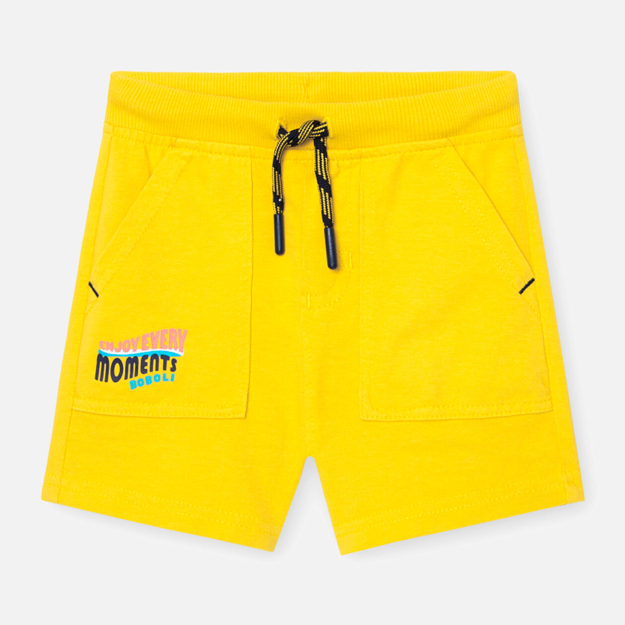 Bermudas bÃ¡sicas para niÃ±o estampadas de color amarillo