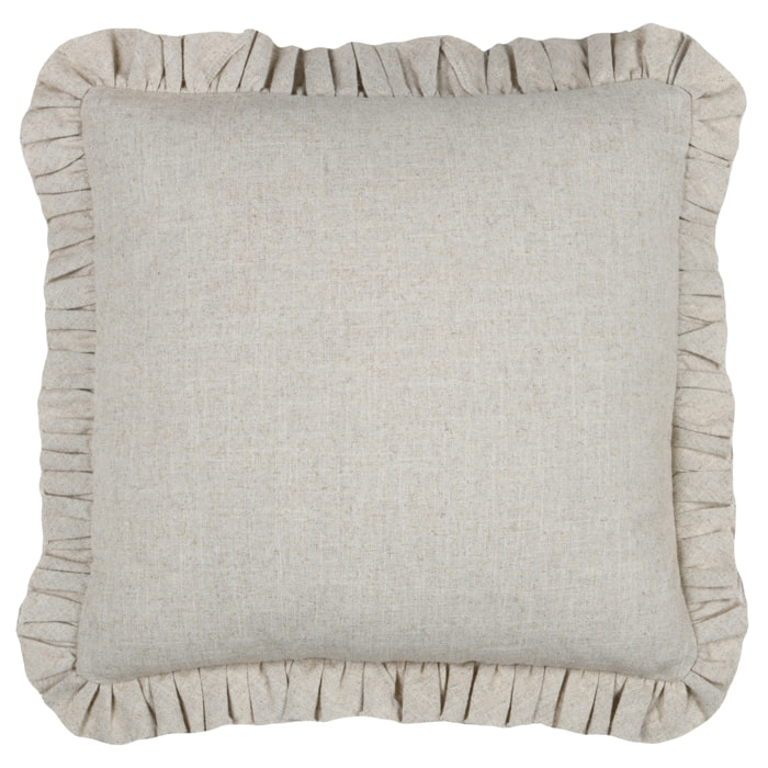 Coussin à volants en coton et lin - Ficelle