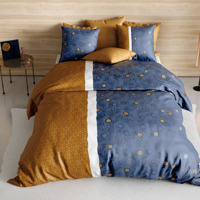 Parure housse de couette imprimé 100% coton - bel'or - jaune
