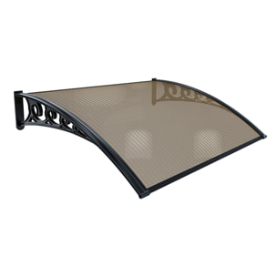Pensilina Per Copertura In Policarbonato Alveolare Tettoia Modulabile Per Esterno Porte Balcone Finestre Elegante Resistente Fumè 100 x 120 cm