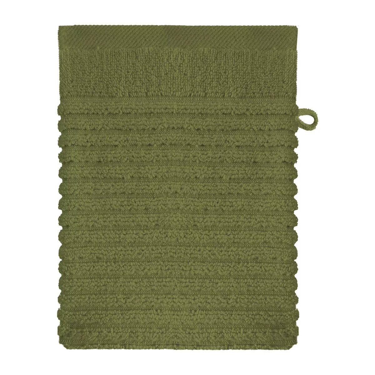 Gant de toilette pur coton 575 g/m² uni vert Vitae mousse