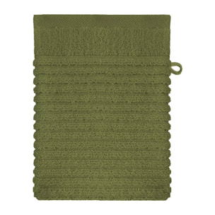 Gant de toilette pur coton 575 g/m² uni vert Vitae mousse