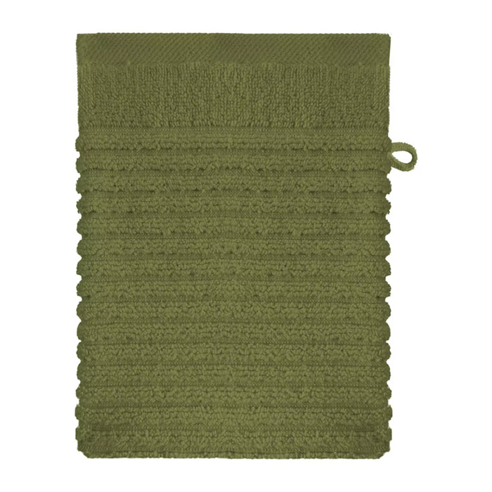 Gant de toilette pur coton 575 g/m² uni vert Vitae mousse