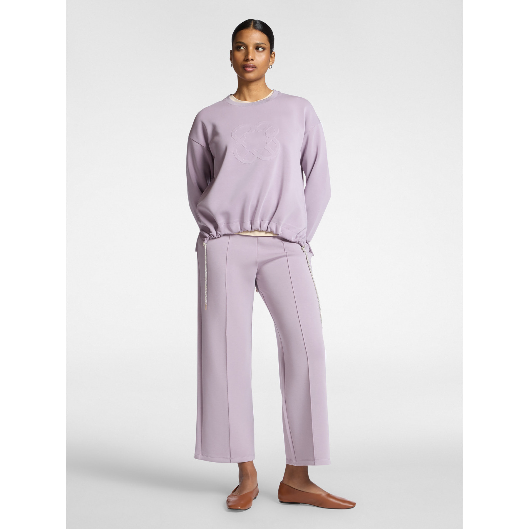 Elena Mirò - Pantalones palazzo en scuba - Violeta