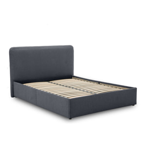 Goyave - lit coffre - 140x190 - en tissu - sommier inclus - Gris Anthracite
