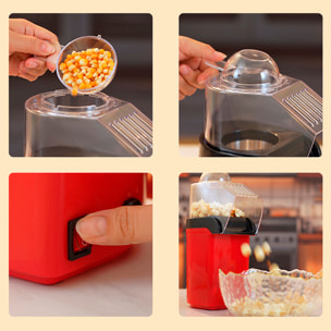 Palomitera eléctrica de 1200W con aire caliente, rápido y sin aceite, ideal para preparar palomitas saludables.