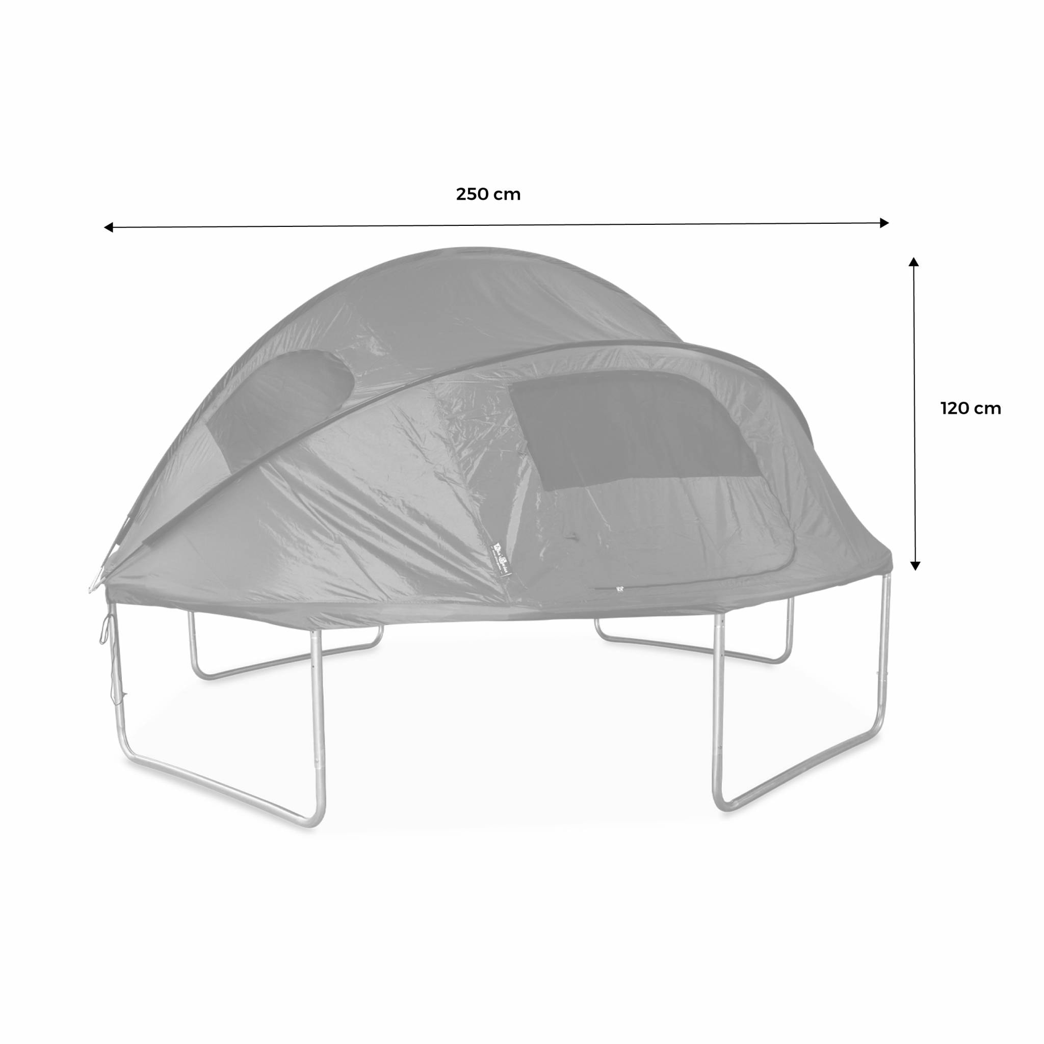 Tente de camping pour trampoline Ø250cm (filet intérieur et extérieur) polyester. traité anti UV. 2 portes. 4  fenêtres & sac de transport