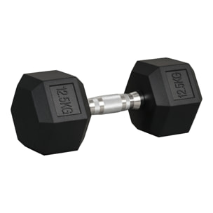 Mancuerna Hexagonal 12,5 kg de Hierro Fundido Pesas de Acero Recubiertas de Goma con Mango Moleteado para Musculación Entrenamiento en Casa Gimnasio