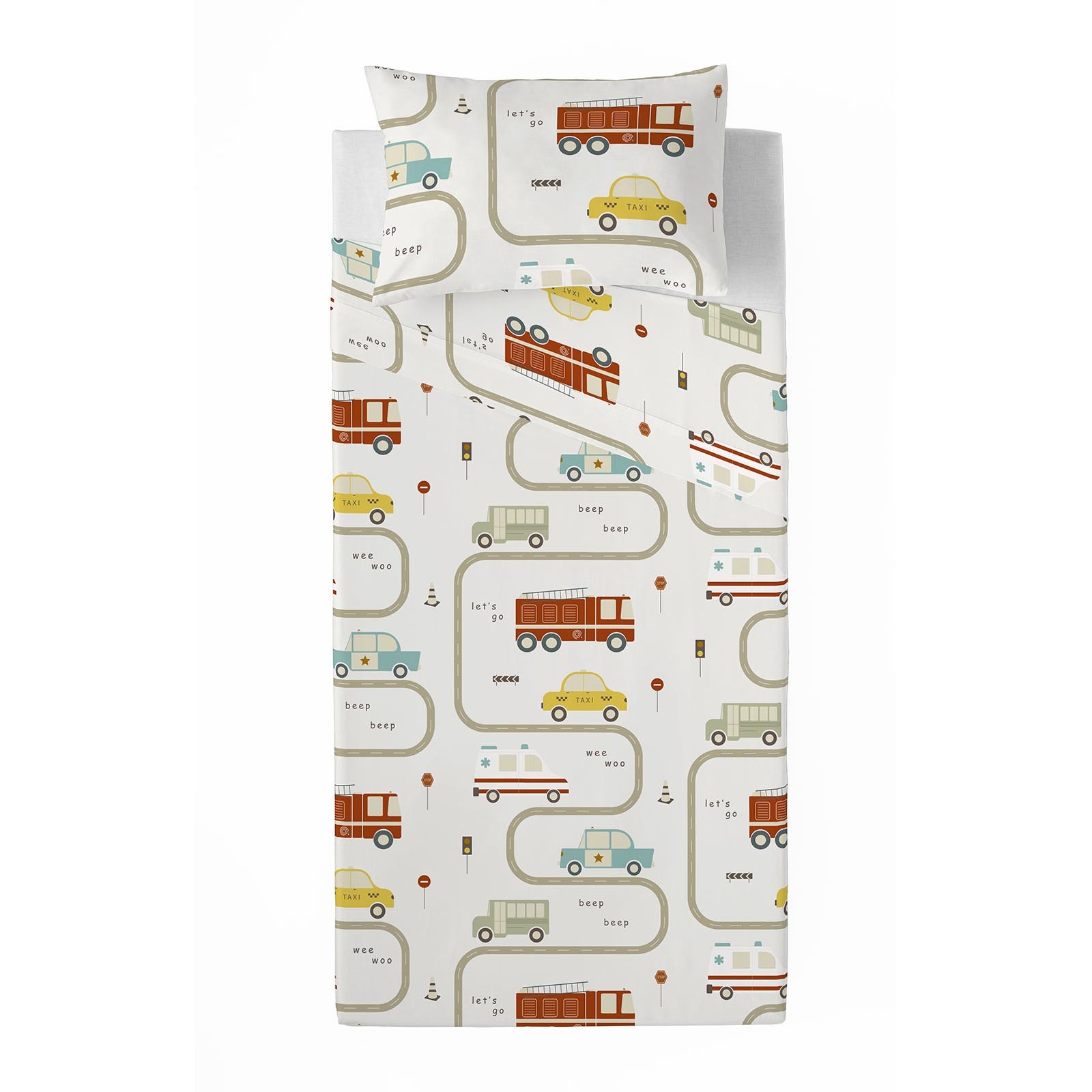 Cool Kids - Juego de Sábanas Estampadas - Infantil - Incluye 1 Funda de Almohada - 100% Algodón - Grem