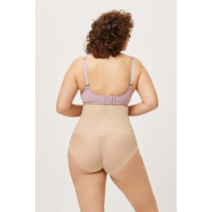 Slip riduttore in tulle beige a vita alta e compressione media