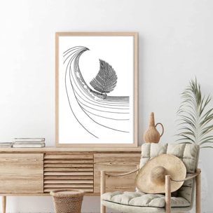 Poster voilier fougeres Affiche + cadre en bois - Chêne