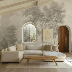 Carta da Parati Paesaggio Crema Seppia