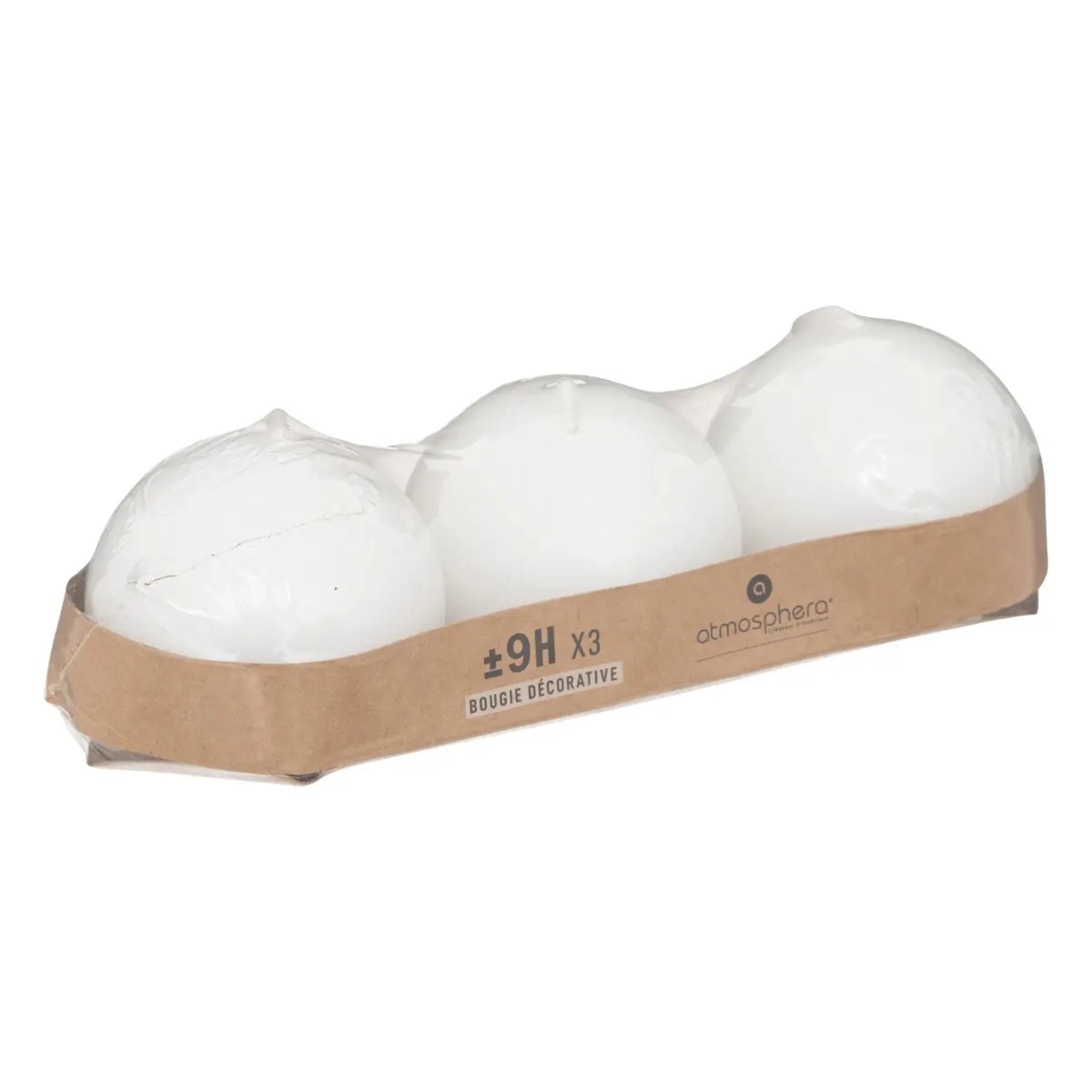 Bougie boule rustique "Many" blanc 88g