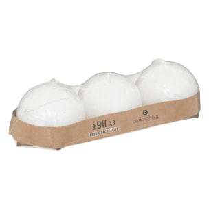 Bougie boule rustique "Many" blanc 88g