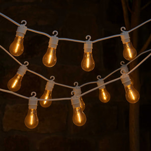 Guirnalda de luces led con 10 bombillas blancas cálidas y temporizador - cable blanco de 5m incluido