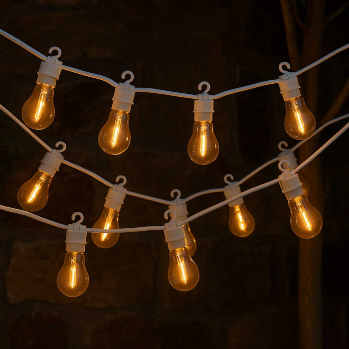 Guirnalda de luces led con 10 bombillas blancas cálidas y temporizador - cable blanco de 5m incluido