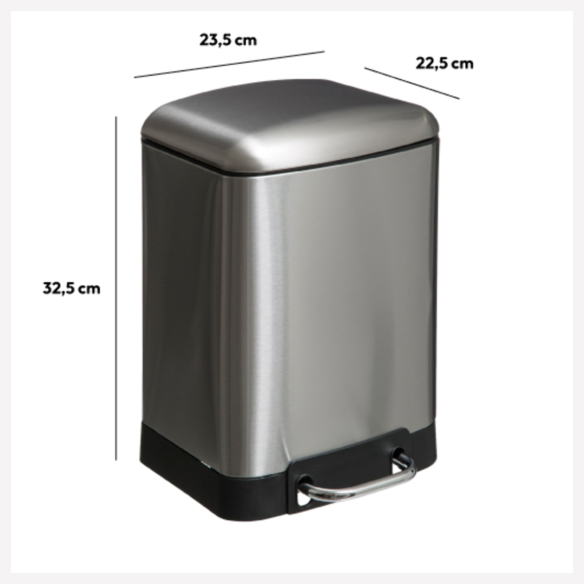 Poubelle à pédale métal 6L Inox Ariane