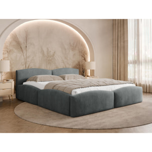 Carla - lit coffre - 160x200 cm - en velours texturé - sommier inclus - Gris Anthracite