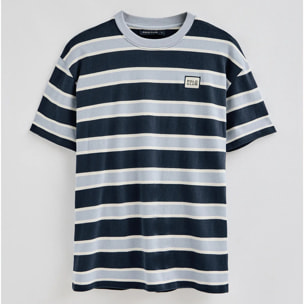 Camiseta azul de rayas con logo engomado Polo Club