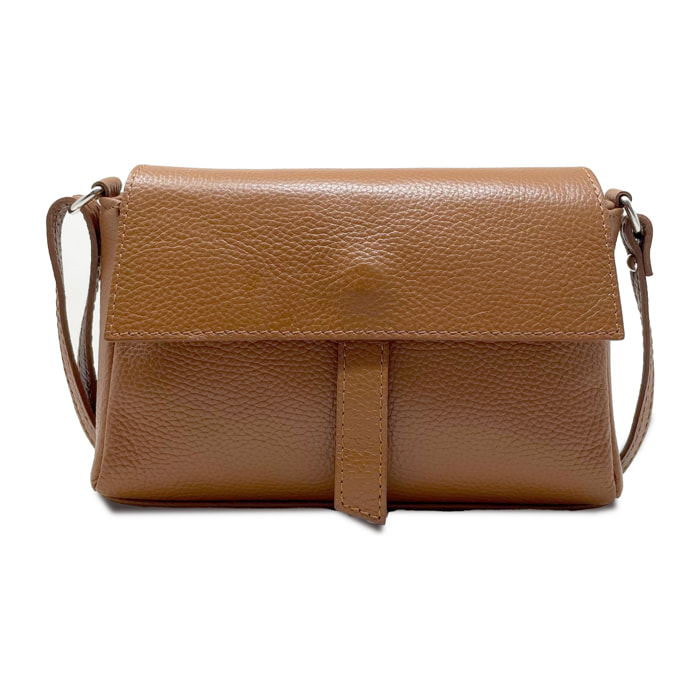 Chicca Borse - Tracollina Clutch Donna in Vera Pelle - Colore Cuoio Scuro