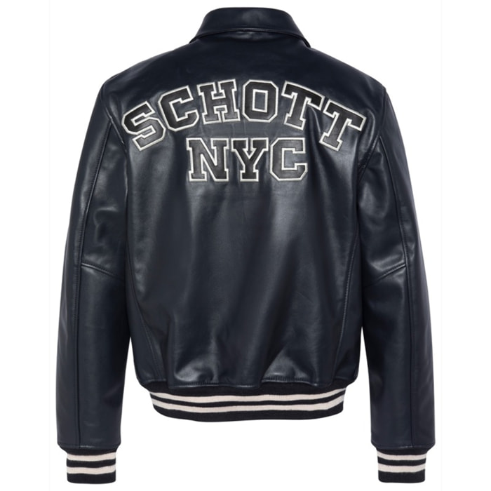 LC5100STRIPECASUAL ZIPPED JACKET WITH STRIPED RIBSchott NYC P/ENAVY