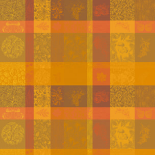 Nappe pur coton motif jacquard orange Mille bois d'automne potiron